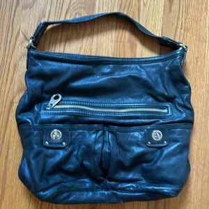 Black leather handbag
